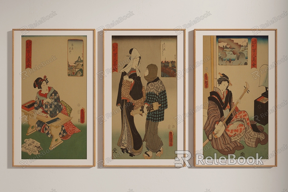 Japanese figure painting figure decorative painting model