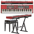 Red Nord Stage 3 Synthesizer Keyboard With Black Stool And Stand