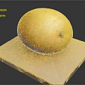 Juicy Ripe Yellow Mango Placed On Pink Mat Against Dark Background