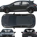 Gray Toyota Hatchback Front And Rear Views 3d model