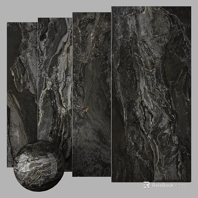 Dark Marble Components With Natural Texture And Decorative Panel Design 3d model 