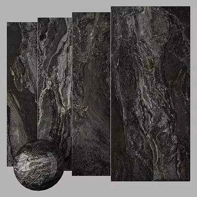 Dark Marble Components With Natural Texture And Decorative Panel Design 3d model