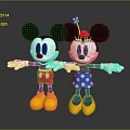 Mickey Minnie Plush Dolls with Red Shorts Yellow Buttons Blue Polka Dot Dress Arms Outstretched