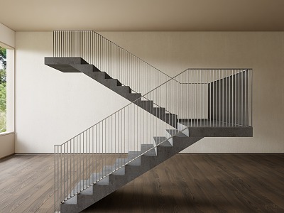 modern stair handrail 3d model