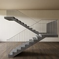 modern stair stair handrail 3d model