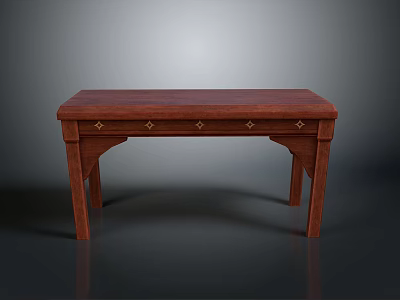 Traditional Chinese Style Mahogany Table With Carved Diamond Decorations And Elegant Leg Design 3d model