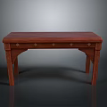 Traditional Chinese Style Mahogany Table With Carved Diamond Decorations And Elegant Leg Design