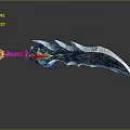 3D Rendered Fantasy Blade With Intricate Design Green Gemstones And Glowing Hilt