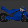 Blue Sport Motorcycle With Sleek Body Design On Grey Background