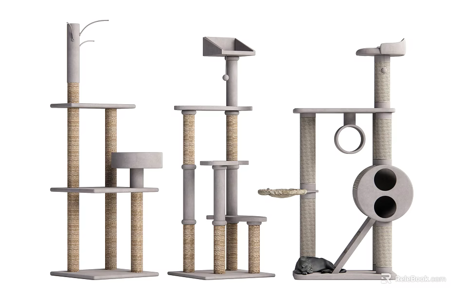 Modern Cat Trees With Jute Scratching Posts And Multi Level Platforms For Cats 3d model 