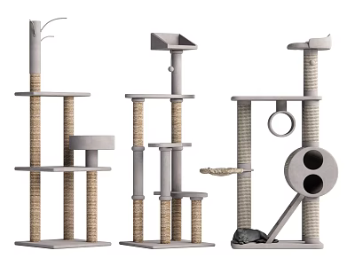 Modern Cat Trees With Jute Scratching Posts And Multi Level Platforms For Cats 3d model