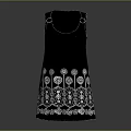 Black Sleeveless Women's Dress With White Floral Embroidered Pattern Design