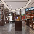 Modern Tobacco and Liquor Store Interior With Wooden Shelves Wine Displays Tobacco Products And Counter