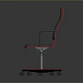 Modern Gray Office Chair With Red Trim Armrests And Five Star Base Wheels