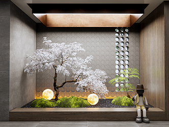 New Chinese style landscape sketch indoor plant landscape 3d model