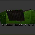 Three Green Trash Bins With Lids And Black Garbage Bags Beside