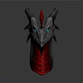 Gray Dragon Head Featuring Red Neck Horns Spikes And Blue Eyes