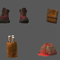 Work Gear Collection With Red Boots Tool Bag Pouch And Hard Hat