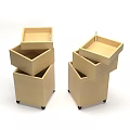 Wooden Storage Boxes With Wheels And Stackable Drawers For Home Organization 3d model