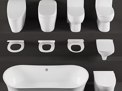 Various Modern Toilet Models With Seats And Bathtub In Bathroom Design 3d model