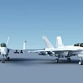 Two White Fighter Jets Parked On The Ground With Blue Sky Background 3d model