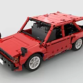 Detailed Red Building Blocks Car Model Constructed with Realistic Exterior and Interior Design