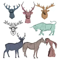 Colorful Geometric Low Poly Animal Wall Decorations Deer Cow Horse Home Decor Accents