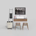 Modern Washbasin Vanity With Wooden Countertop Two Stools Towel Ladder And Wall