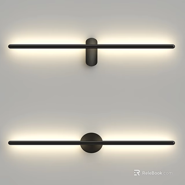 Modern Black Linear Wall Sconces with Illuminated Long Bar for Home Decor Design 3d model 