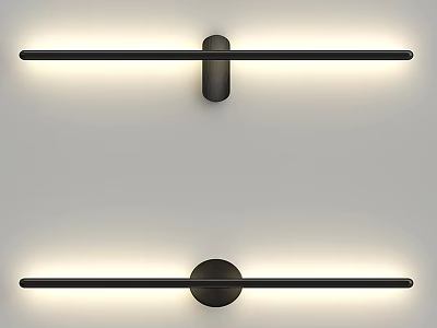 Modern Black Linear Wall Sconces with Illuminated Long Bar for Home Decor Design 3d model