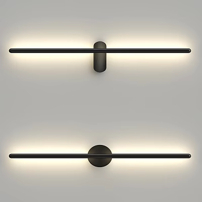 Modern Black Linear Wall Sconces with Illuminated Long Bar for Home Decor Design 3d model