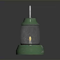 Vintage Green Lantern With Transparent Glass Shade Metal Handle And Lit Wick