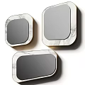 Three Modern Mirrors With Stylish Marble Frames Elegant Home Decor 3d model