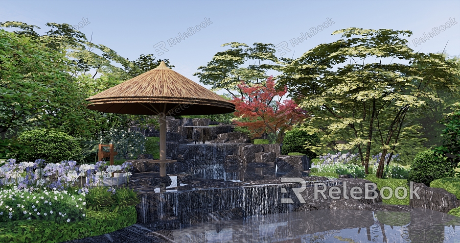 New Chinese style garden landscape courtyard landscape rockery waterscape opposite landscape stone pavilion model