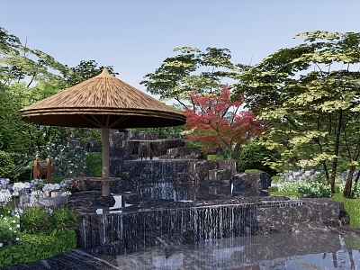 New Chinese style garden landscape courtyard landscape rockery waterscape opposite landscape stone pavilion model