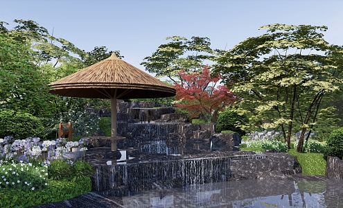 New Chinese style garden landscape courtyard landscape rockery waterscape opposite landscape stone pavilion 3d model