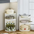 Kitchen Cabinet with Multi tier Storage for Pans Pots and Wine Bottles 3d model