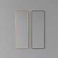 Two Long Rectangular Mirrors with Gold and Black Frames on Gray Background 3d model