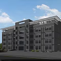 Modern Office Building Exterior With Glass Facade Large Windows And Roadside Greenery