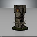 Wooden Mobile Siege Tower as Medieval Siege Weapon with Wheels and Flag
