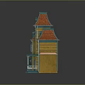 Playful Cartoon House Featuring Yellow Walls Orange Roof Blue Trim And Decorative Windows