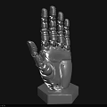 Game Movie Character With Silver Mechanical Hand And Hexagonal Base Design 3d model
