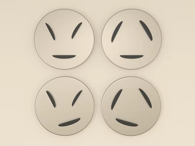 Four Circular Wall Decor With Smiley Face Design For Modern Home Interior 3d model