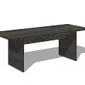Modern Wooden Dining Table With Rectangular Top And Fluted Legs Minimalist Design 3d model