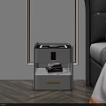 Modern Light Gray Nightstand With Drawer And Open Shelf In Bedroom Setting