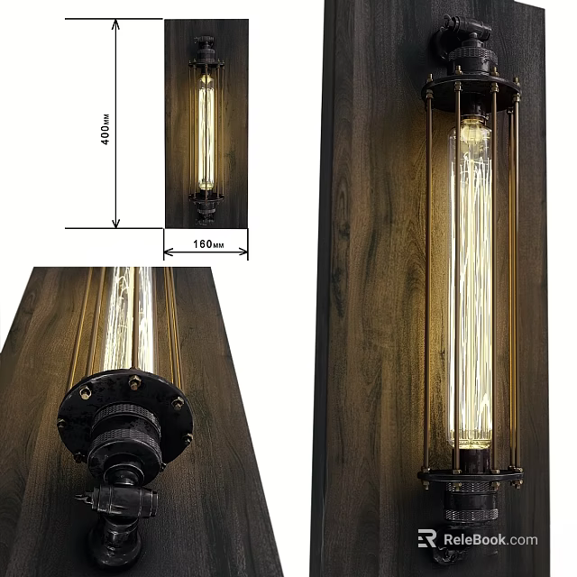 Industrial Vintage Wall Lamp With Glass Shade And Brass Accents For Home Decorative Lighting 3d model 