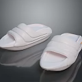 White Open Toe Slippers With Straps Minimalist Design Comfortable Modern Sole 3d model