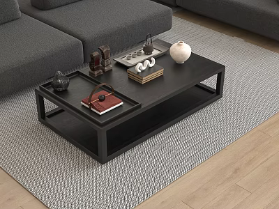 New Chinese Style Coffee Table Square Song Style Wind Wood 3d model