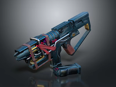 Futuristic Sci Fi Weapon Design With Metallic Blue And Red Glowing Components 3d model