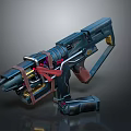 Futuristic Sci Fi Weapon Design With Metallic Blue And Red Glowing Components 3d model